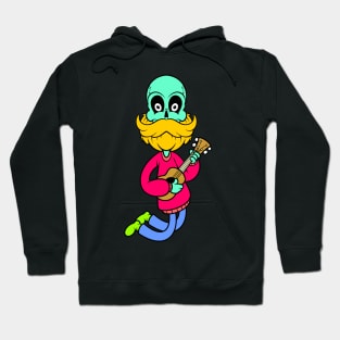 skull cartoon playing guitar Hoodie